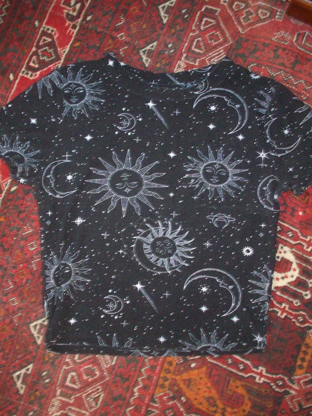 Streetwear Society T Shirt Women  White Stars Moon Baby Tee Crop Top Stretch s/m